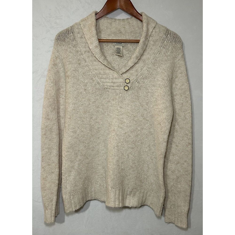 LL Bean Women's Medium Long Sleeve Wool Blend V-Neck Pullover‎ Knit Sweater